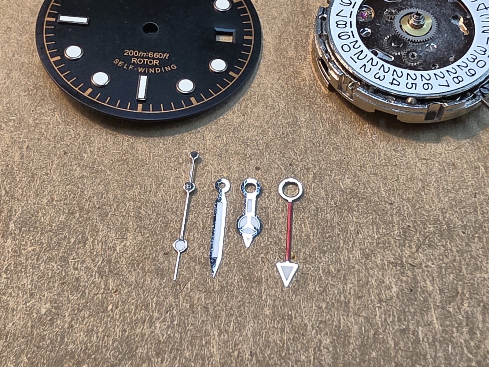 NOS Date GMT Automatic Watch Movement With 30.5mm Dial & 4 Hands
