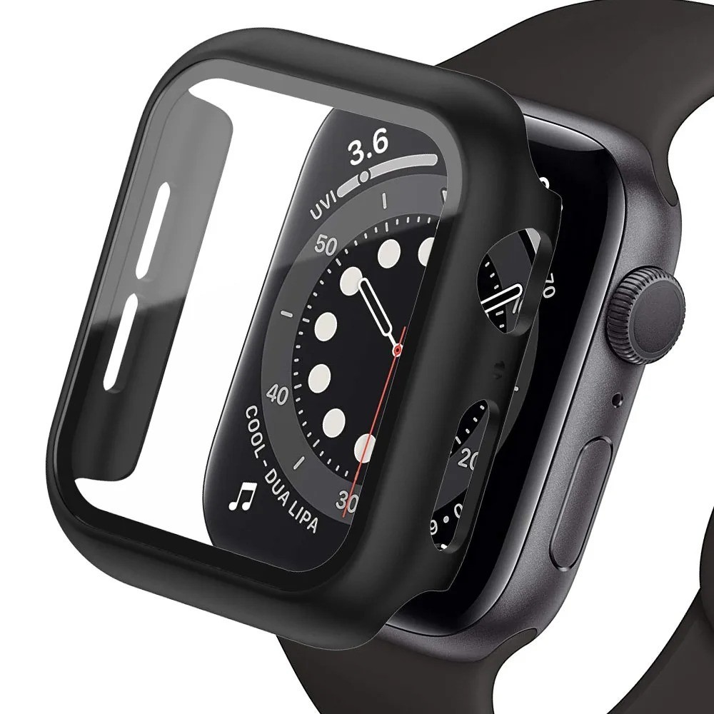 Tempered Glass Screen Protector Case Cover For iWatch Series 9 8 7 6 SE 5 4 40