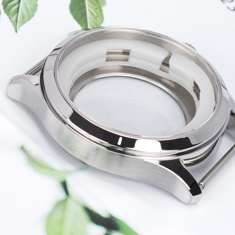 Sapphire 42mm Aviator Watch Case Stainless Smooth Bezel For Seiko NH35 Movement