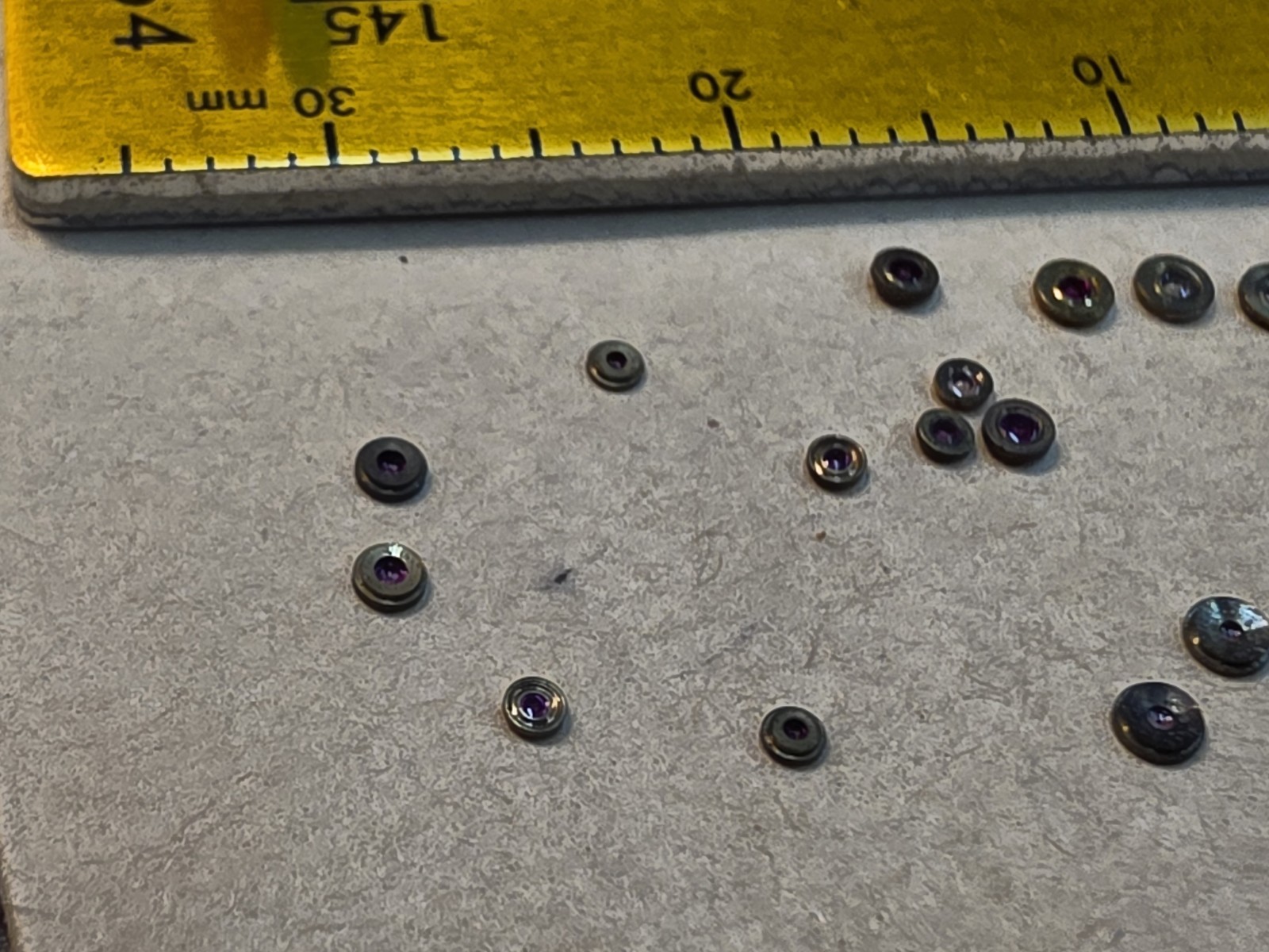 Lot Of 17 Elgin Bracelet Watch Balance Hole Jewels With A Mix Of Sizes