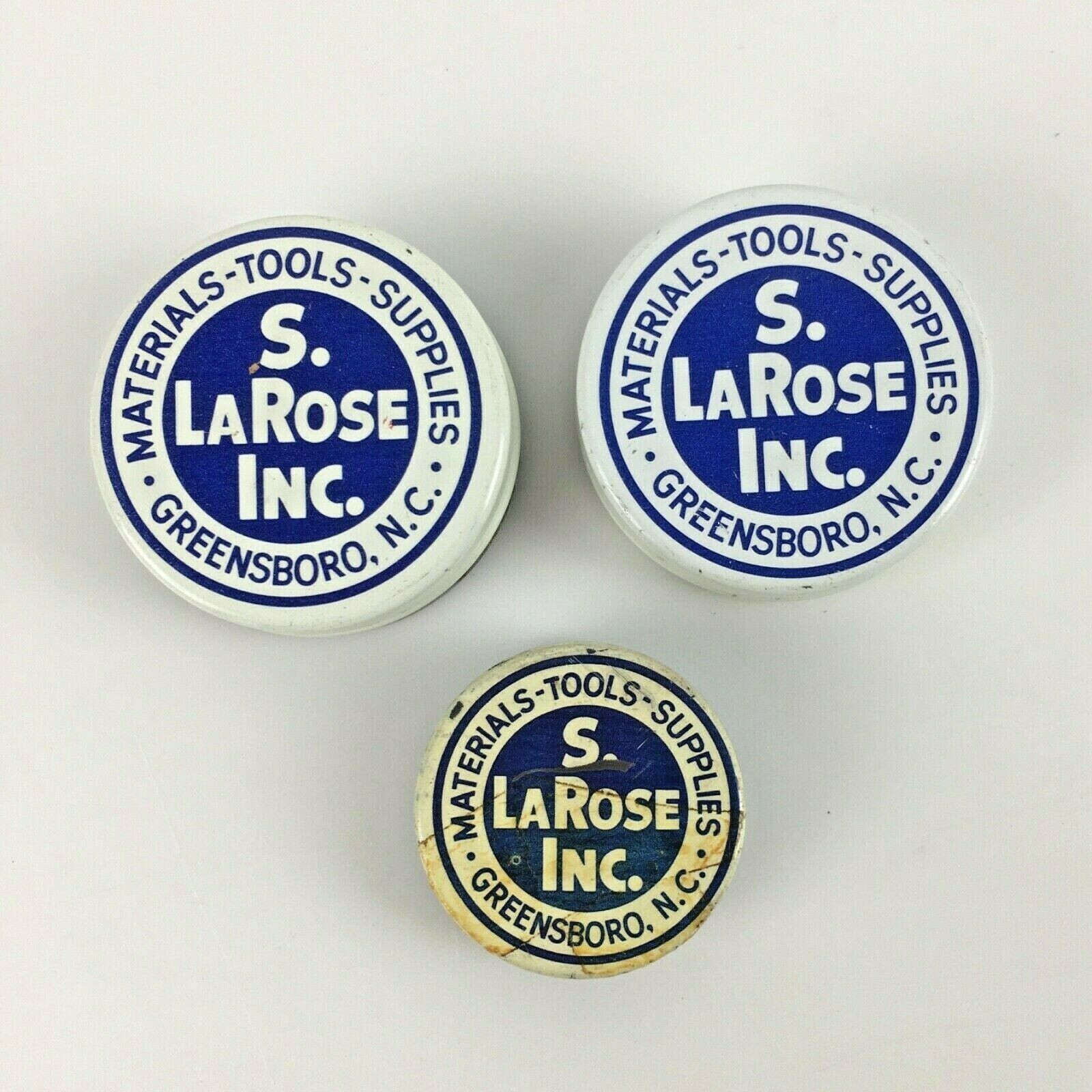 S LaROSE Watch Jeweler Parts Tins Lot 3 Metal Greensboro NC Vtg Advertising