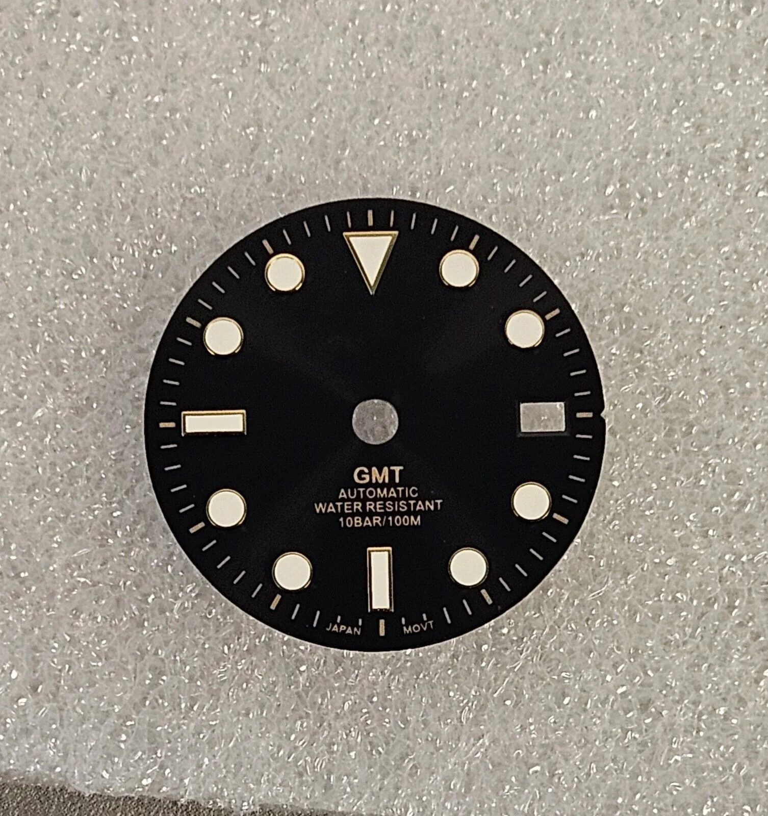GMT Dial 29.0mm Black/Gold with Logo for watch moding – fits NH34