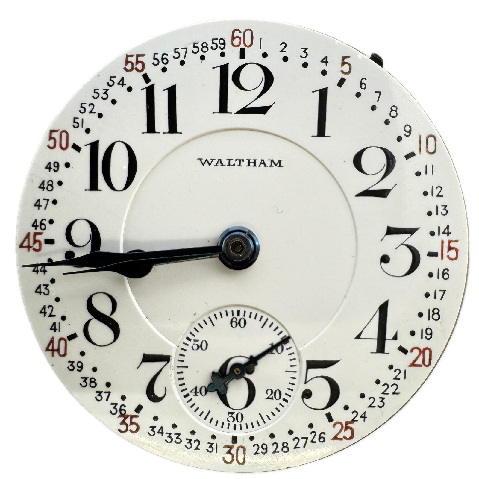 Antique 16s 1919 Waltham 1908 21J Mech Pocket Watch Movement Crescent St. Runs