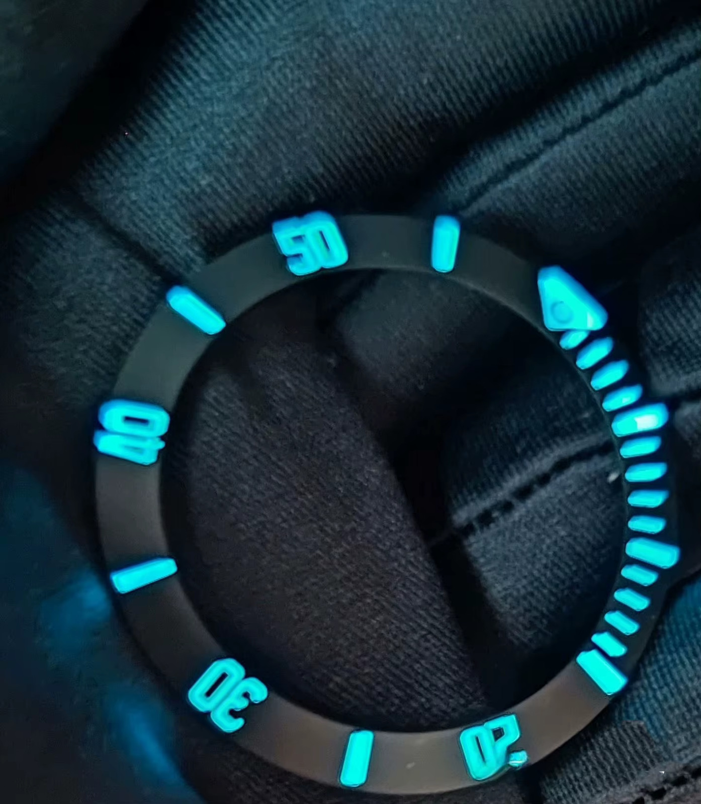 Blue / Black Luminous Ceramic Watch Bezel Insert For Tudor Pelagos M26500 Models
