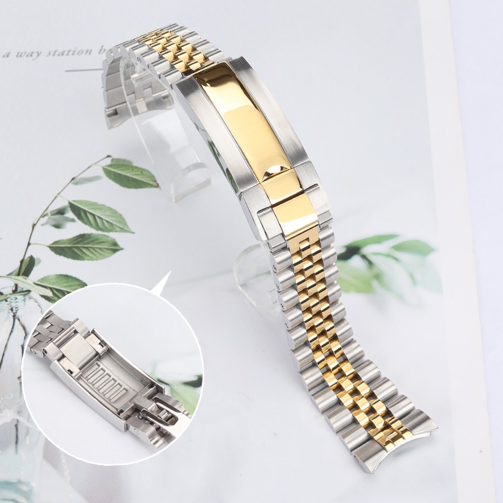 20MM Jubilee Bracelet Silver Stainless Steel Folding Clasp For 40mm Oyster Watch