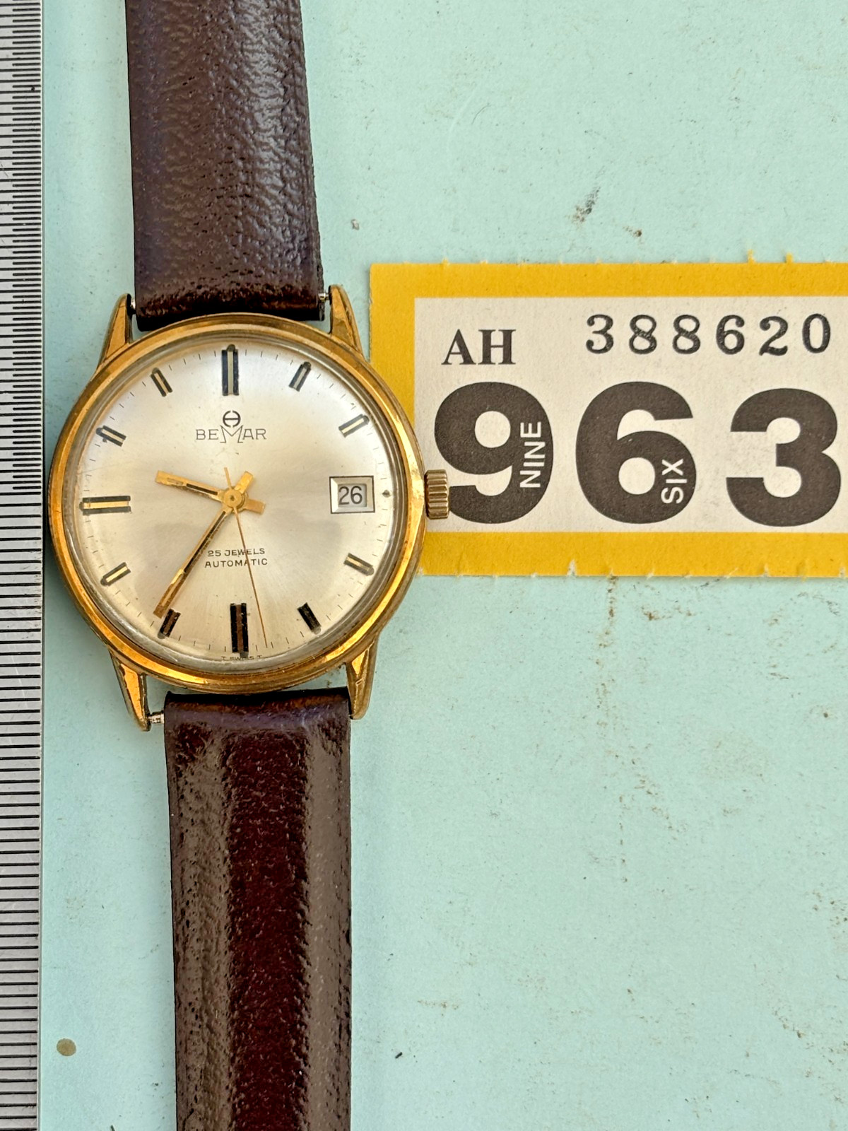 BeMar Eta 2782 automatic 25 jewel wristwatch ticks Sold as project READ