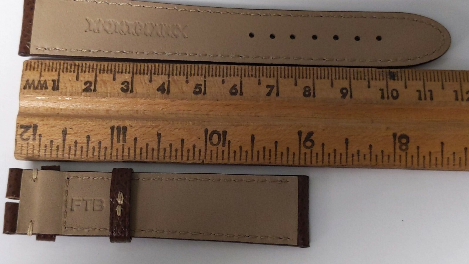 Montblanc BAND lizard BROWN with WHITE stitch extra long, (logo destroyed by fac
