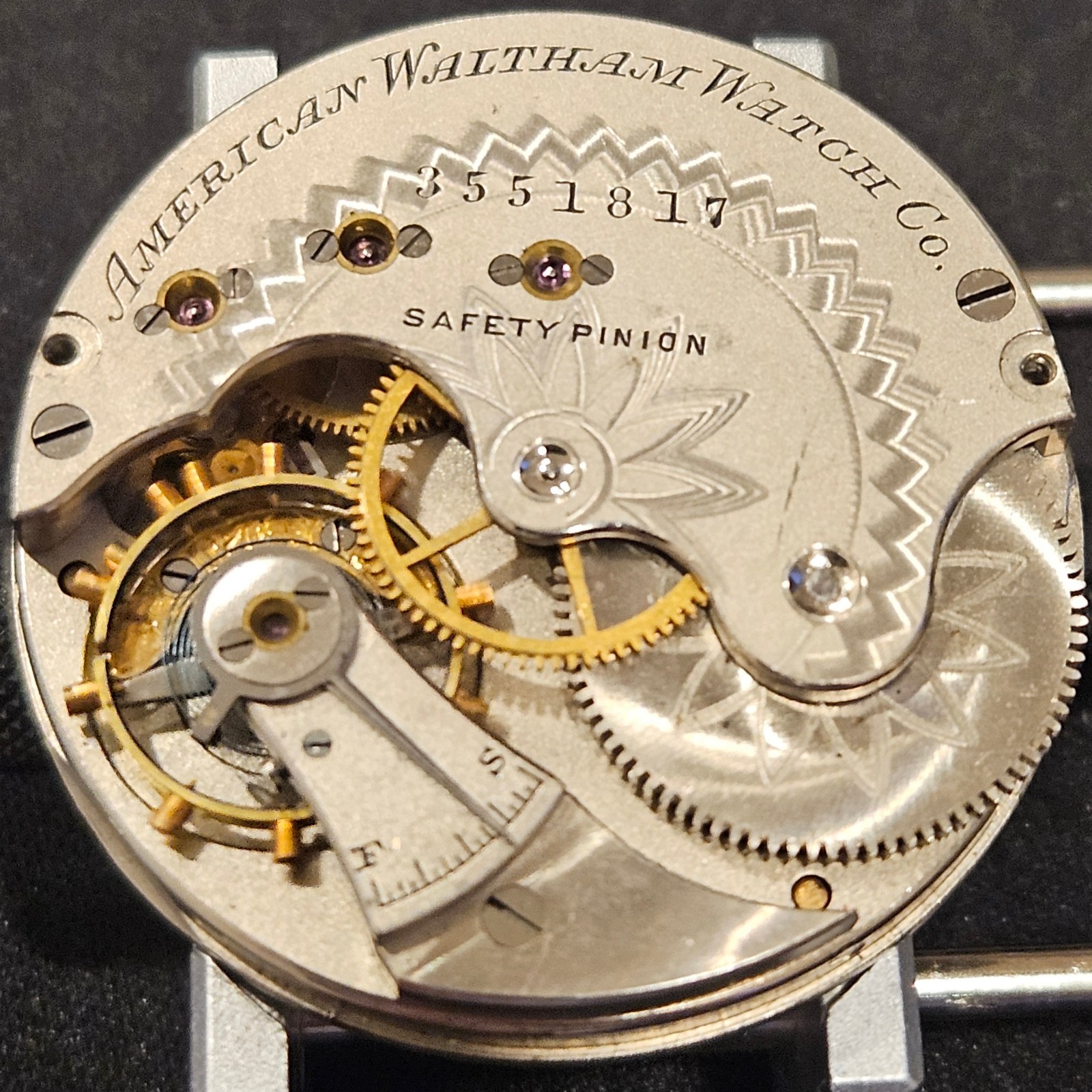 Waltham Grade B “Wm Ellery Quality” 6s leverset Pocket Watch Movement 1888 Runs