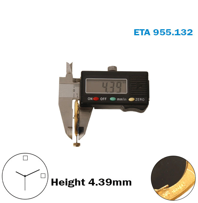 ETA 955.132 Swiss Movement-White Day At 12 & Date Disk At:3-H:4.39mm-3 Hands.