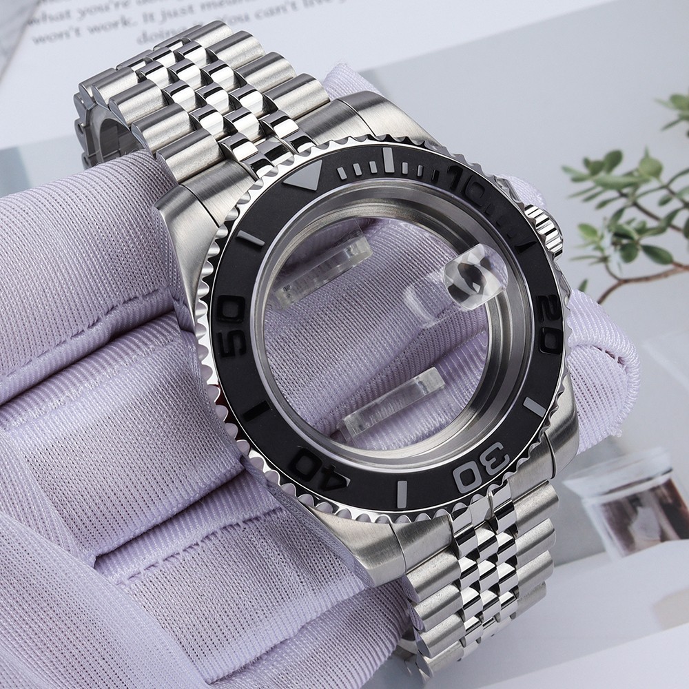 Yacht 40mm Date Watch Cases Jubilee Bracelet Sapphire 10ATM For Seiko NH35 NH38