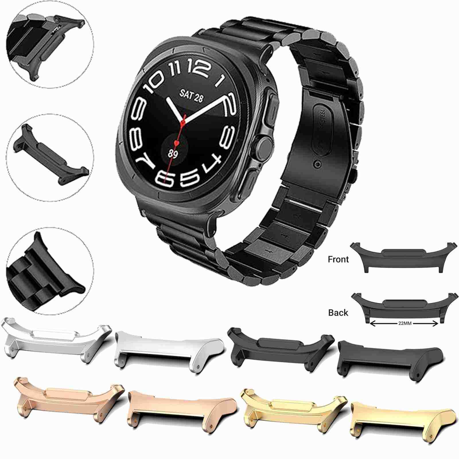 Hard Stainless Adapter For Samsung Galaxy Watch Ultra 47mm Metal Connector Band