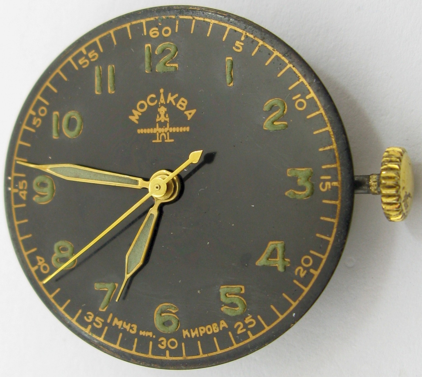 First Moscow Watch Factory 16 jewels watch movement & original Dial for parts