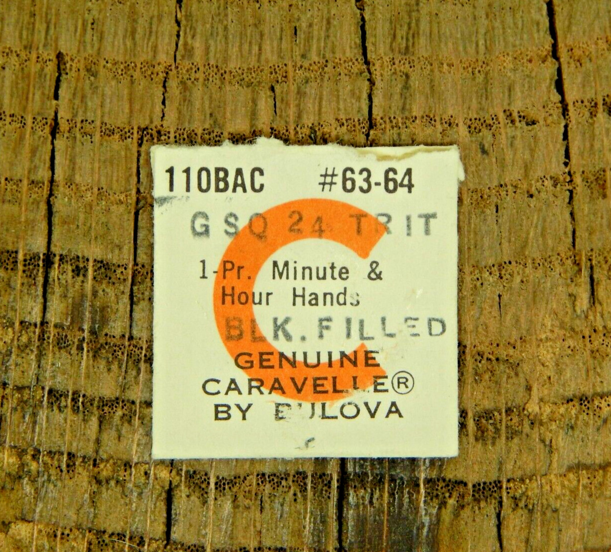Genuine Caravelle 11OBAC GSQ 24 TRIT BLK FIL Set of Hands Watch Part 63-64 NOS