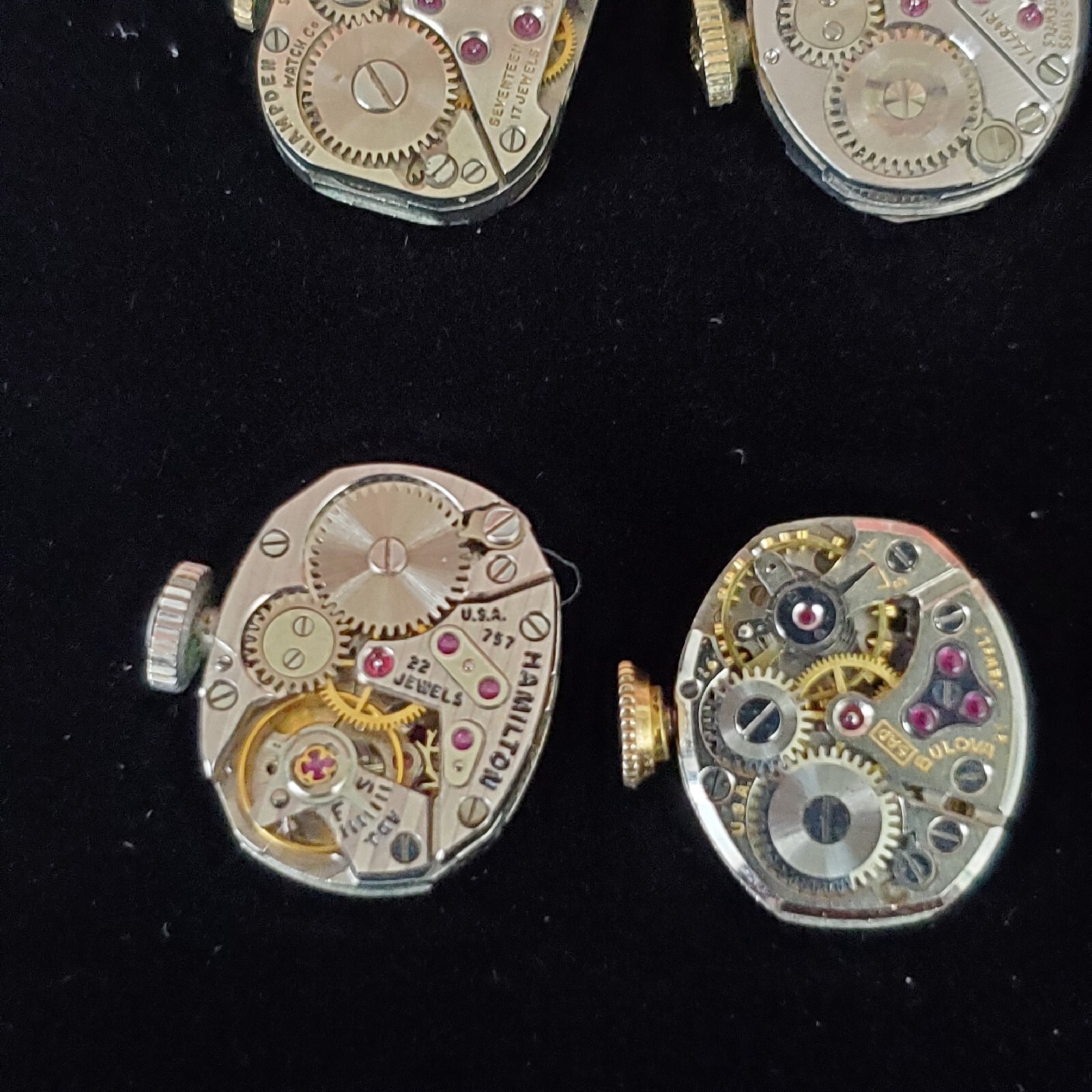 Vtg Ladies Watch Movement Lot Of 8 Bulova Hamilton Longines Waltham 17 Jewels