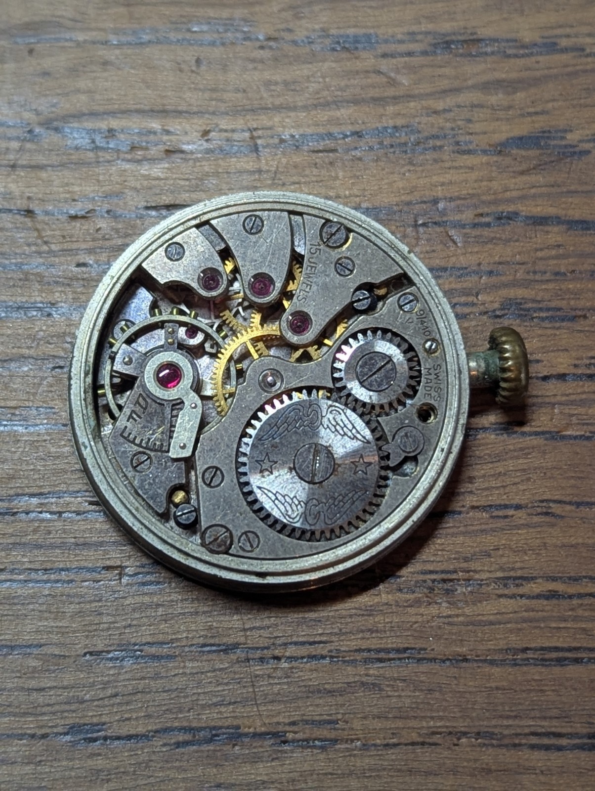 Rotary 9/440 Mens Watch Movement / Dial for Restoration, Good Balance #P801