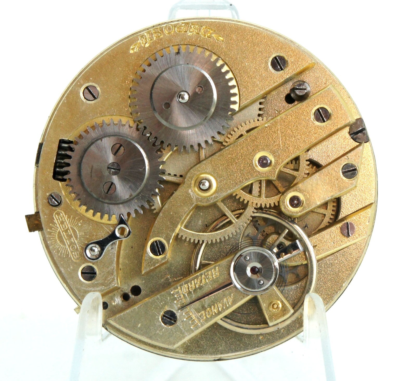 Antique Helios Swiss Pocket Watch Movement Cylinder Escapmnt No Crown Stem Works