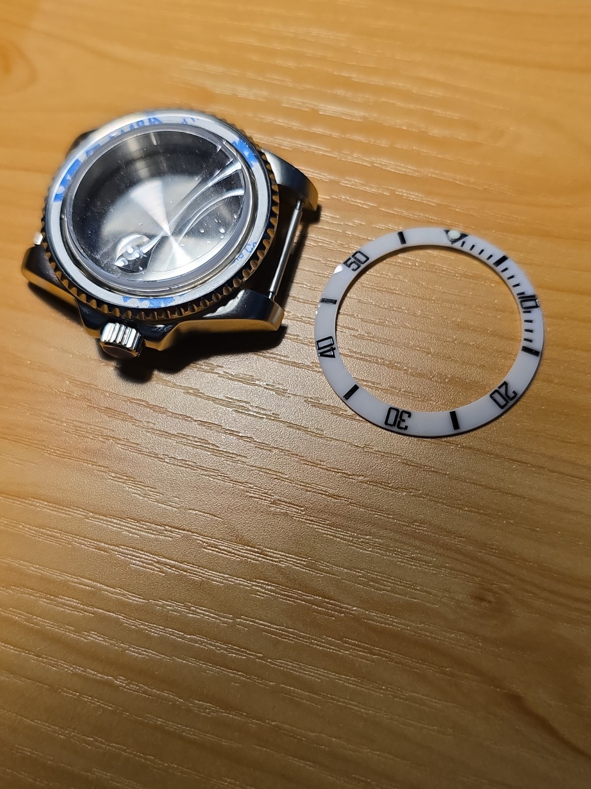 NEW 40MM STAINLESS STEEL DIVE WATCH CASE W/ WHITE CERAMIC BEZEL INSERT FOR NH35