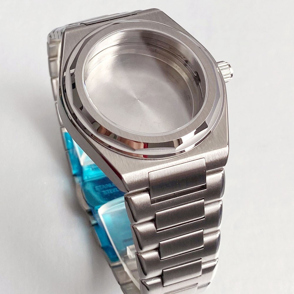 40mm Watch Case with Polygonal Bezel Sapphire Fit NH35 NH34 PT5000 For Ingenieur