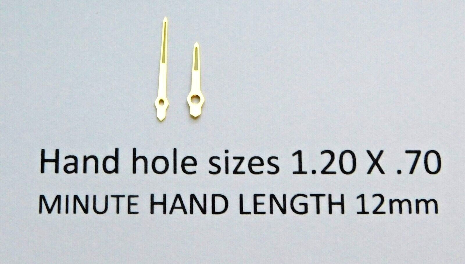 Skeleton pencil watch hands w/counterpoise GILT 1.20 x .70 or 1.50 x .90 x 1 pr