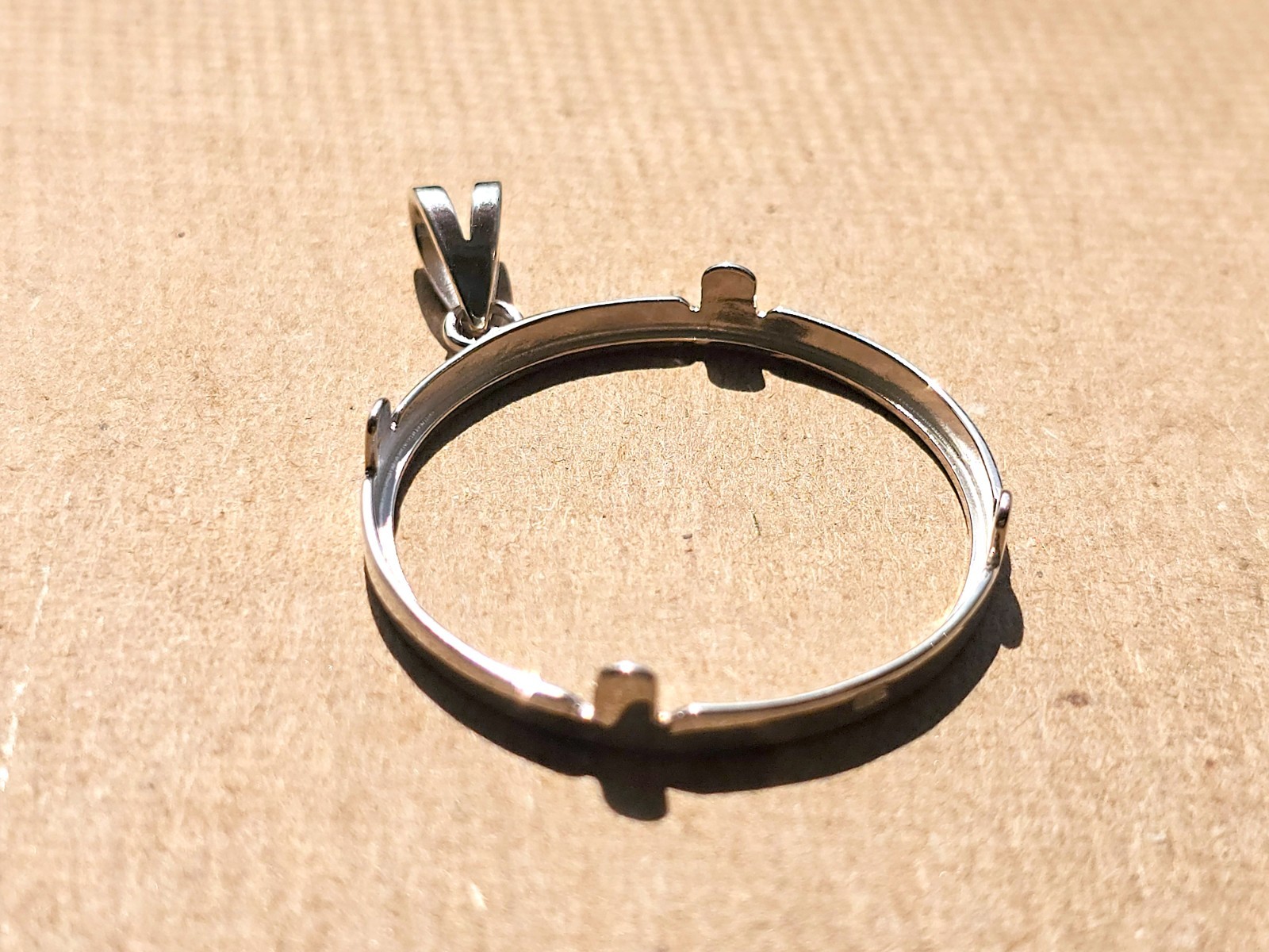 925 Sterling Silver Prong Back Simple Bezel for 30mm Half Dollar 50 Cents Coins