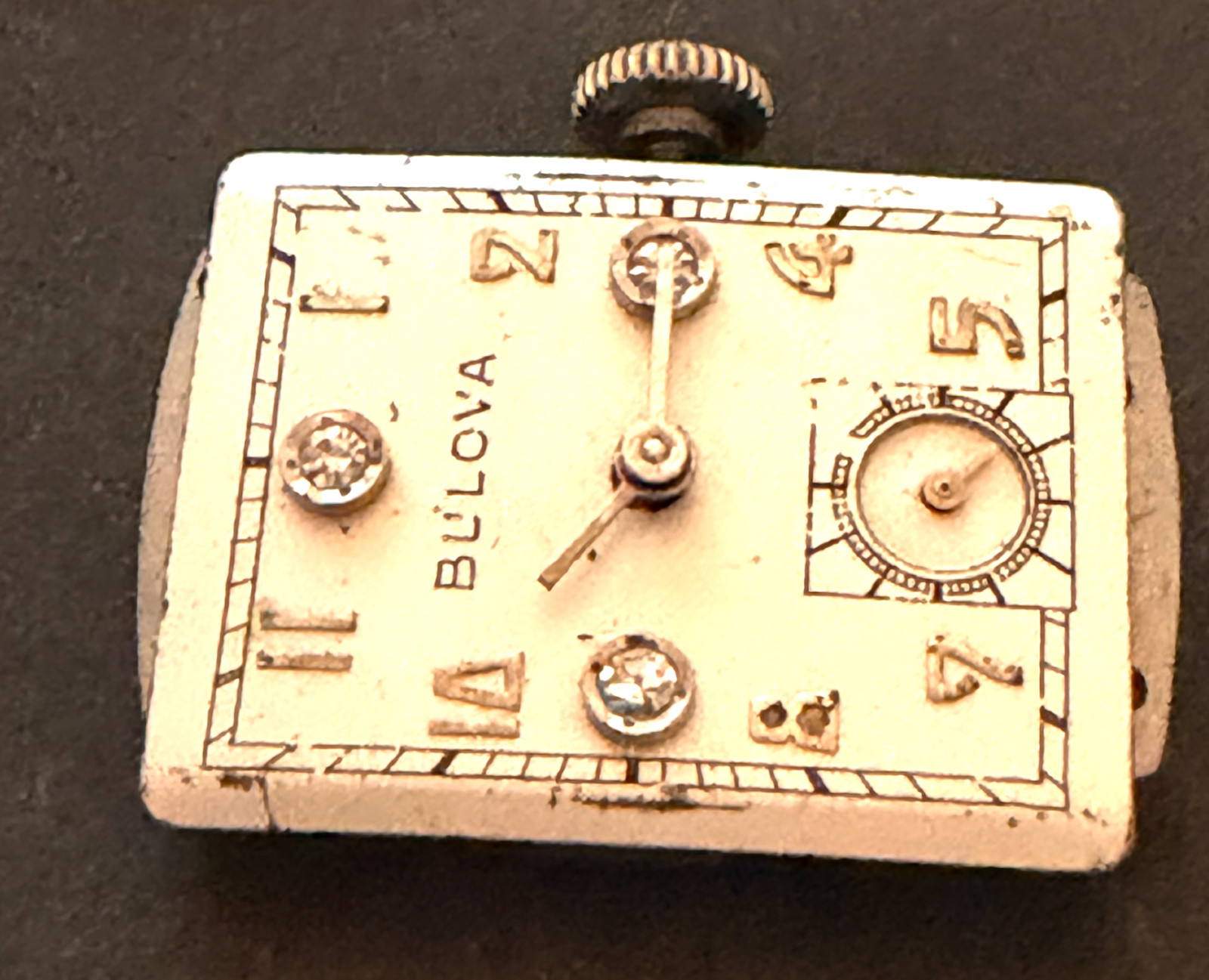 Vintage Bulova Cal 7AK Men’s Watch Movement Running Ticks Diamond Dial 7 AK 21j