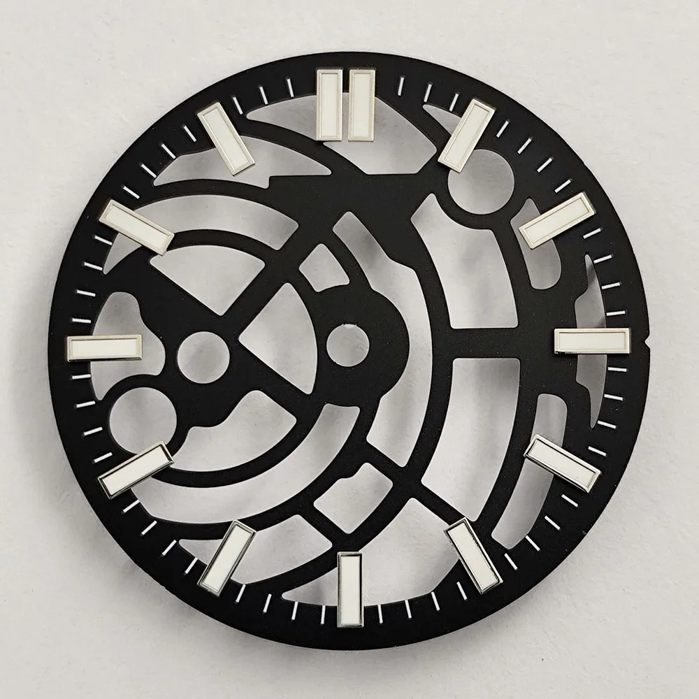 NH70 Watch Dial Skeleton Design Blue Luminous Hollow No Logo Mod Watch Parts