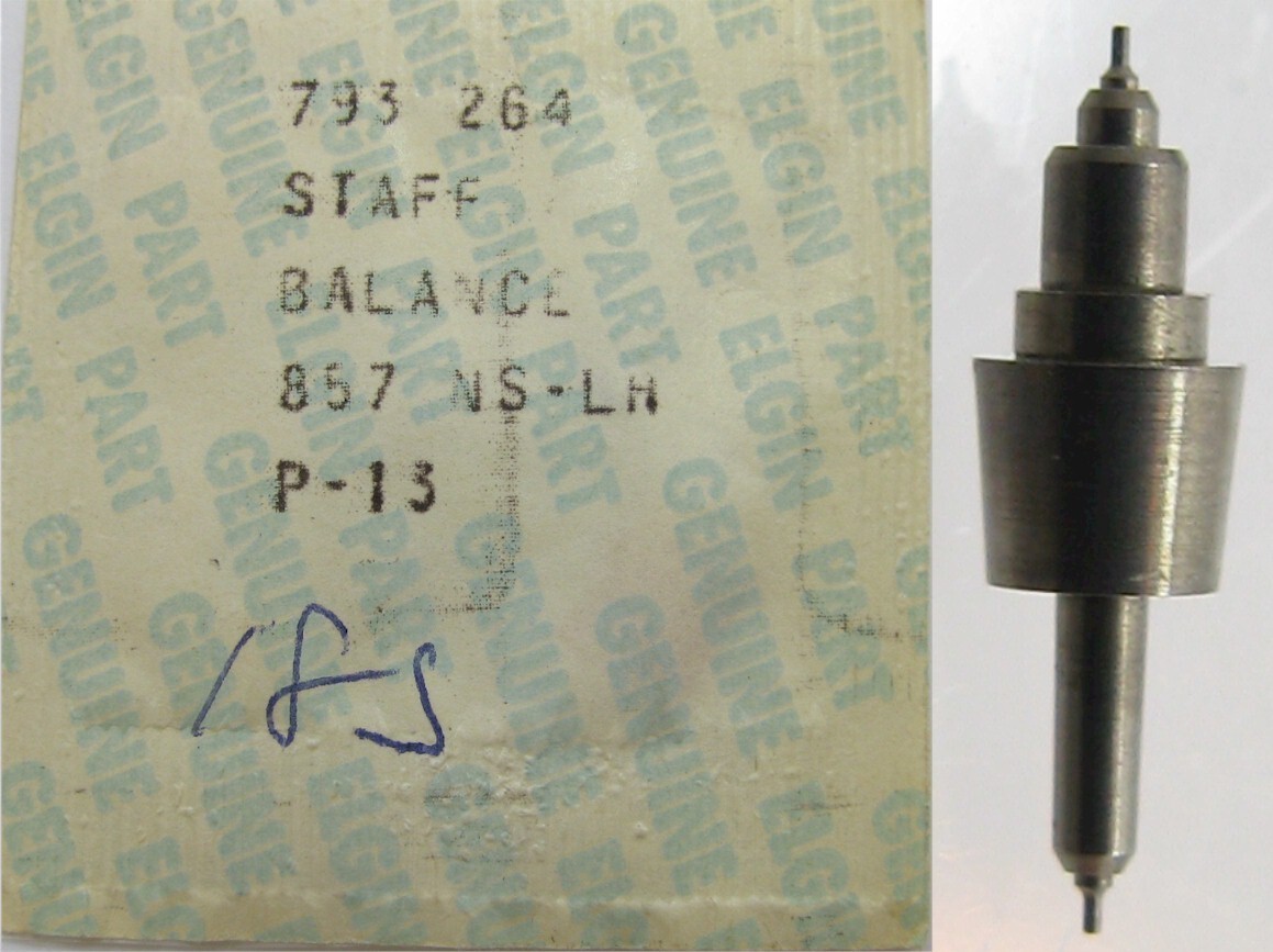 Elgin pocket Watch 18s 793 857 NSLH balance staff #723 pivot 13
