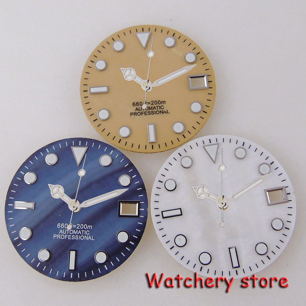 Tandorio 28.5mm Blue MOP Watch Dial Fit NH35A Automatic Watch Parts Men Dial