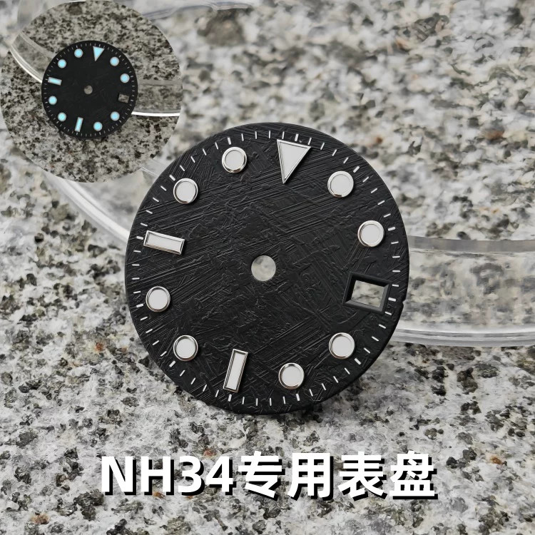 28.5mm GMT Watch Dial Blue Green Luminous for NH34 NH35 Movement Parts