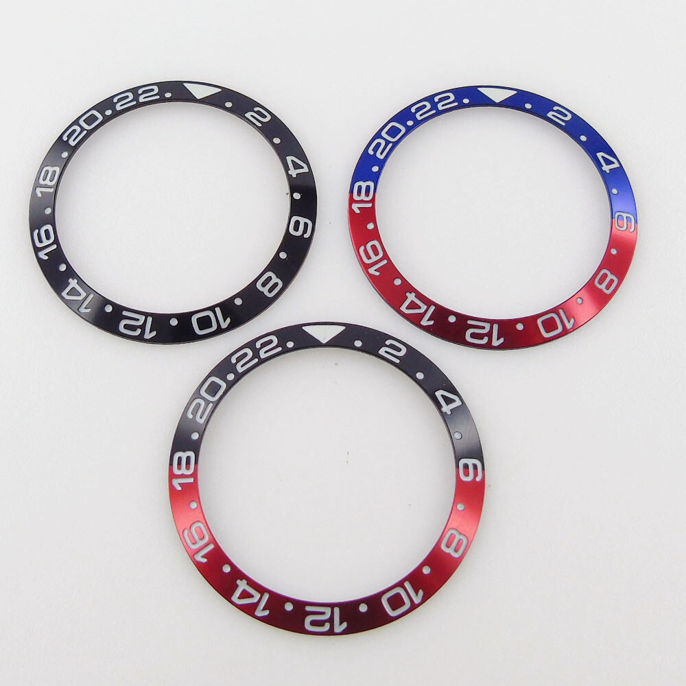 38mm black blue red luminous alloy bezel insert for 40mm SUB bliger mens watch