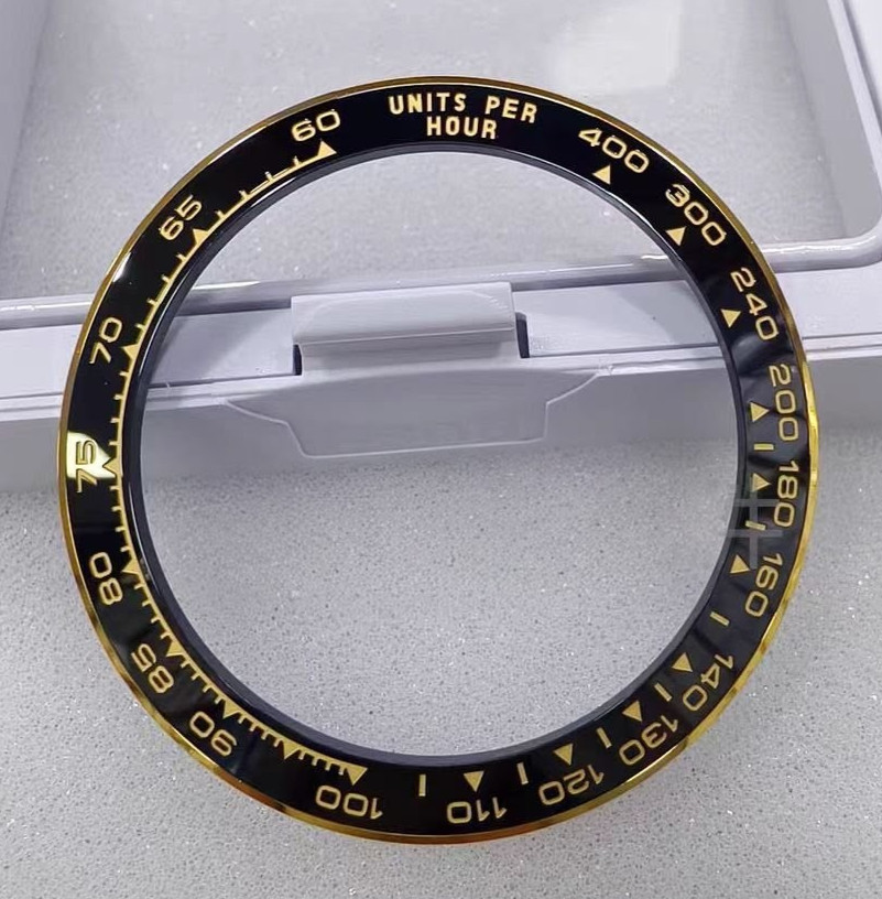 Premium Black Yellow Gold Ceramic Bezel Insert For Rolex Daytona 40 mm 116518
