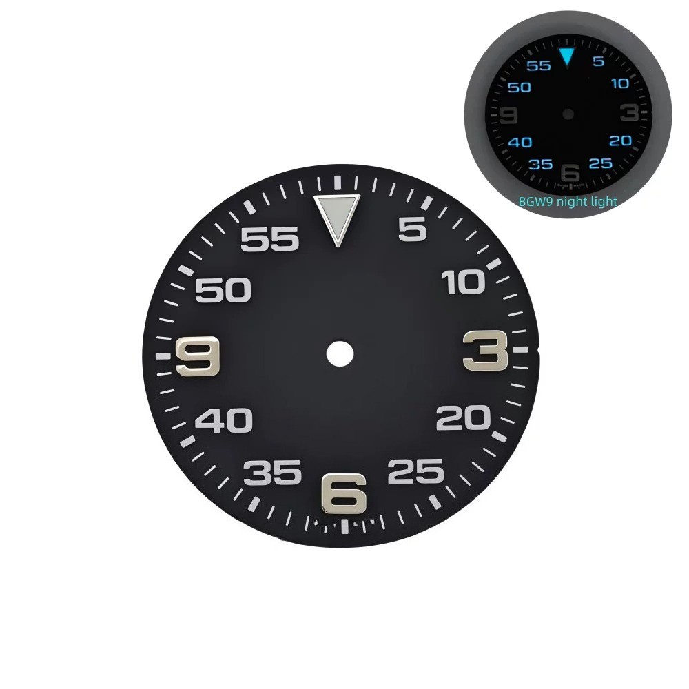 28.5mm Black Dial Gold 3 6 9 BGW9 Lume Fit Auto Movement Mod