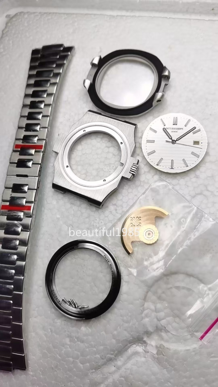 DIY Watch Part Kit for 2824 Nautilus 40mm SS Watch Case+Dial+Hands+Steel Strap