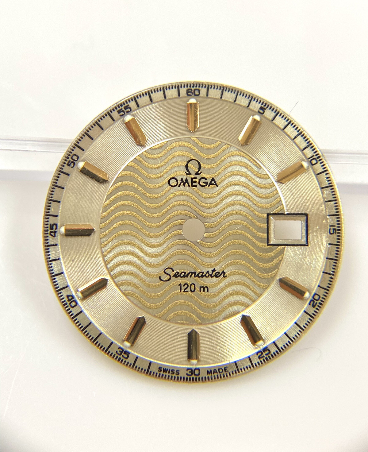 Genuine Vintage NOS Omega Seamaster 120m CAL 1424 22.3mm Gold Dial Ref. 596 1502