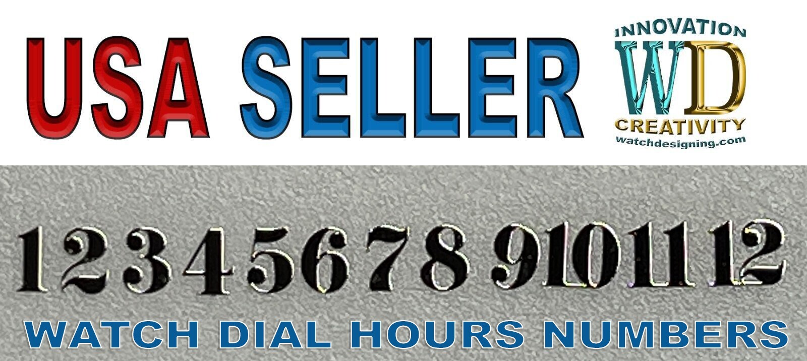 Watch Dial Hour Markers Numbers Numerals Silver Indices Indexes with Adhesive