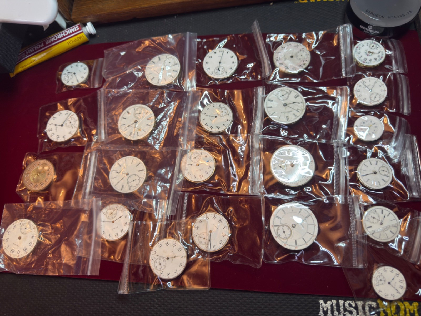 For Parts or Project: Lot of 23 Pocket Watch Movements, Elgin, Waltham, more