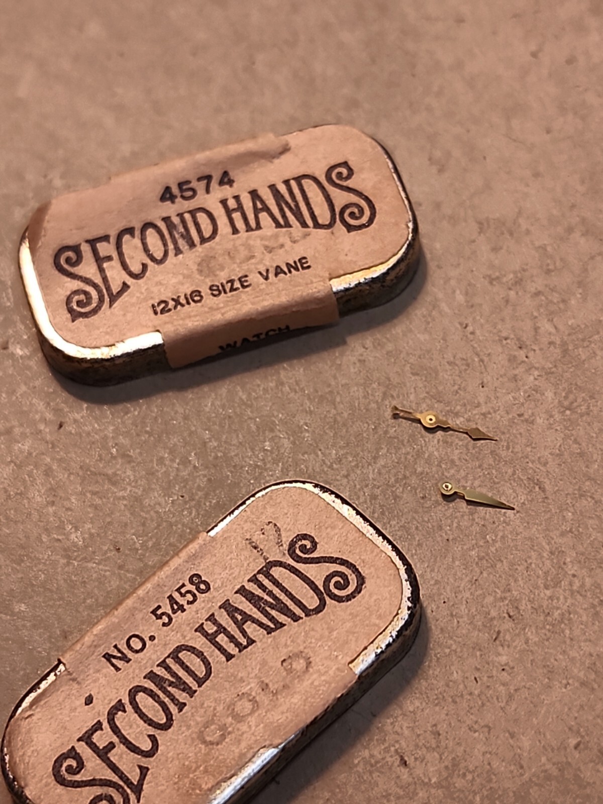 2 Original Elgin Factory NOS Gold Small Second Hands-12s & 12s-16s