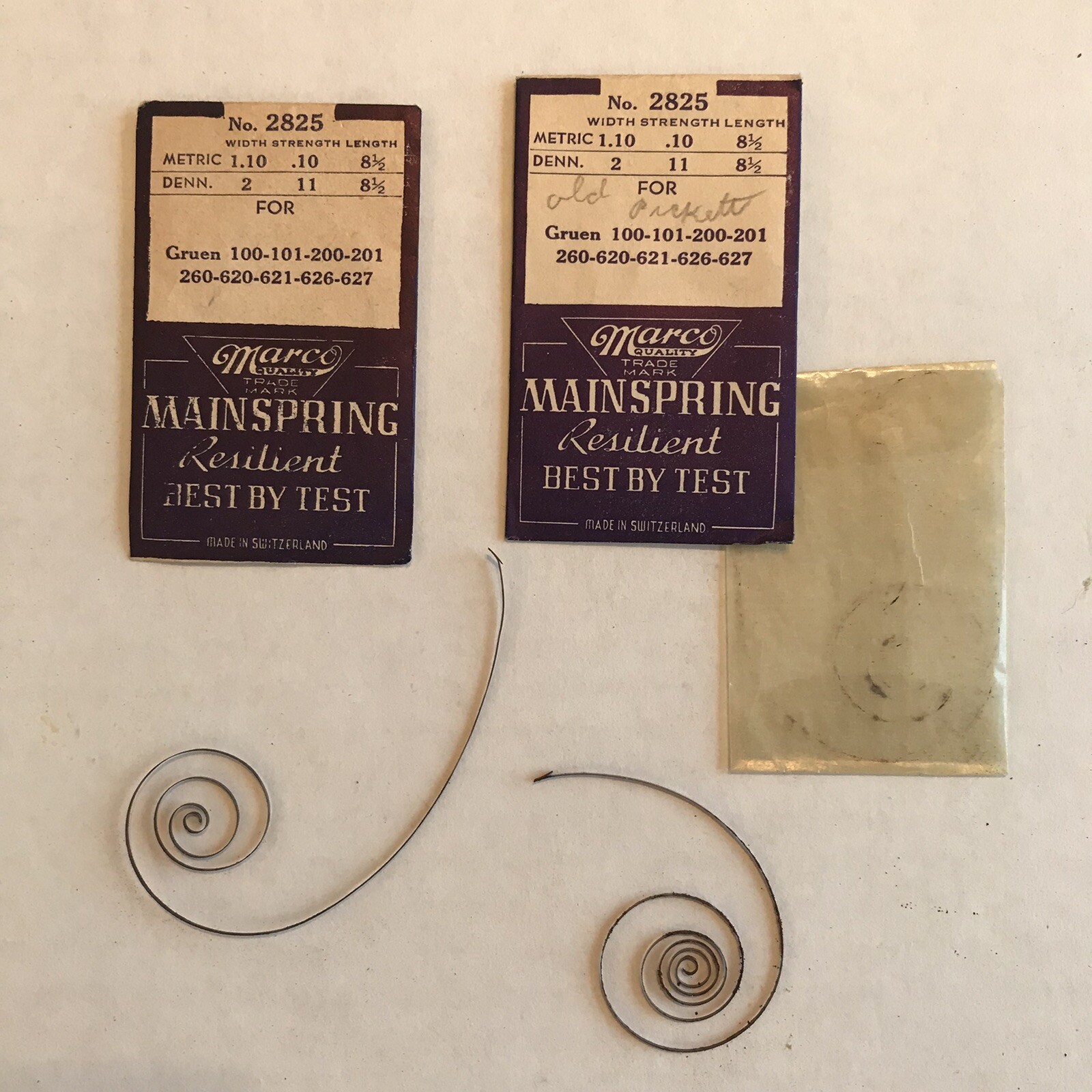 Lot of 2 Marco Mainspring Resilient Best by Test No. 2825 Watch Parts