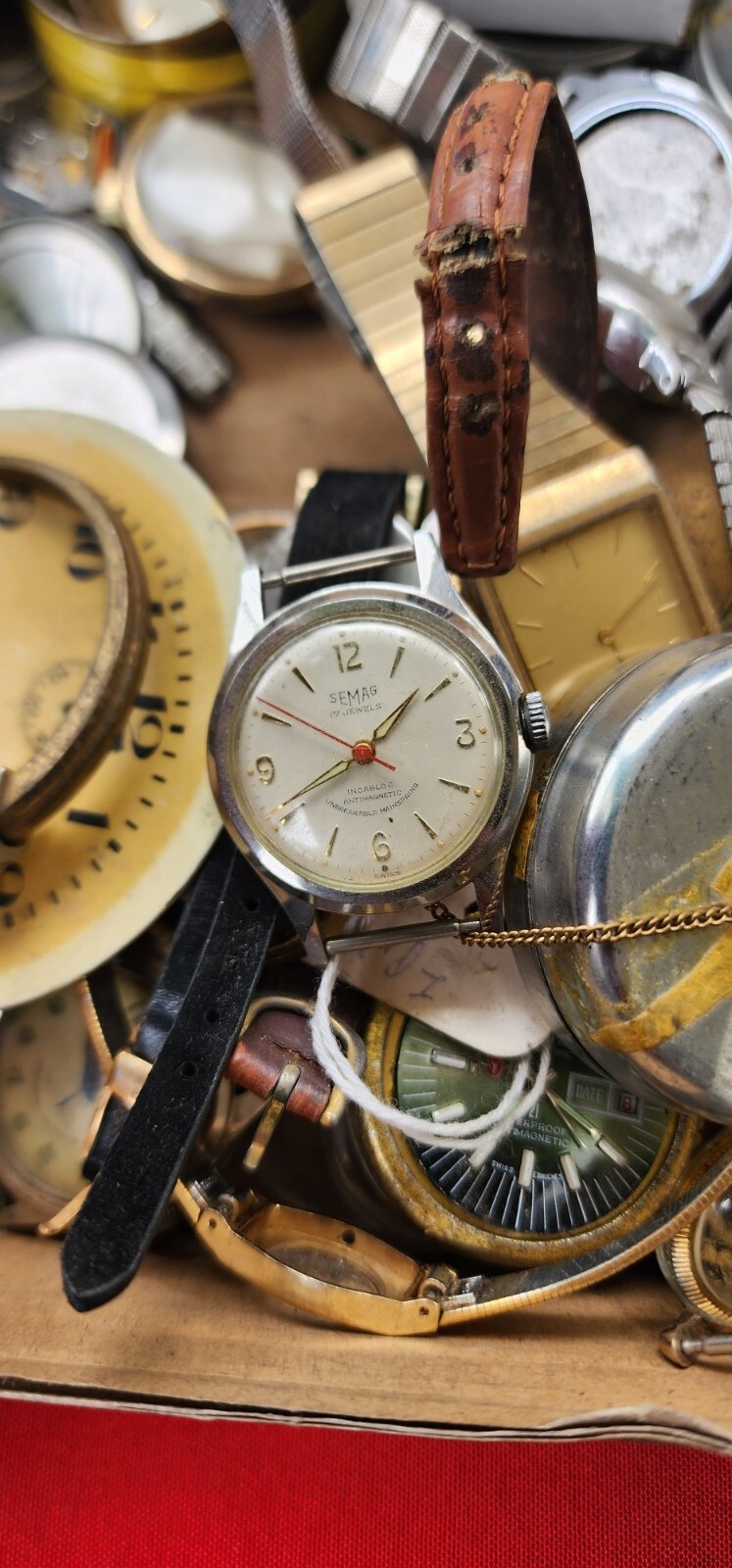 Vintage Pocket & wristband Watches Movements,faces,Crown for parts box #5 W1