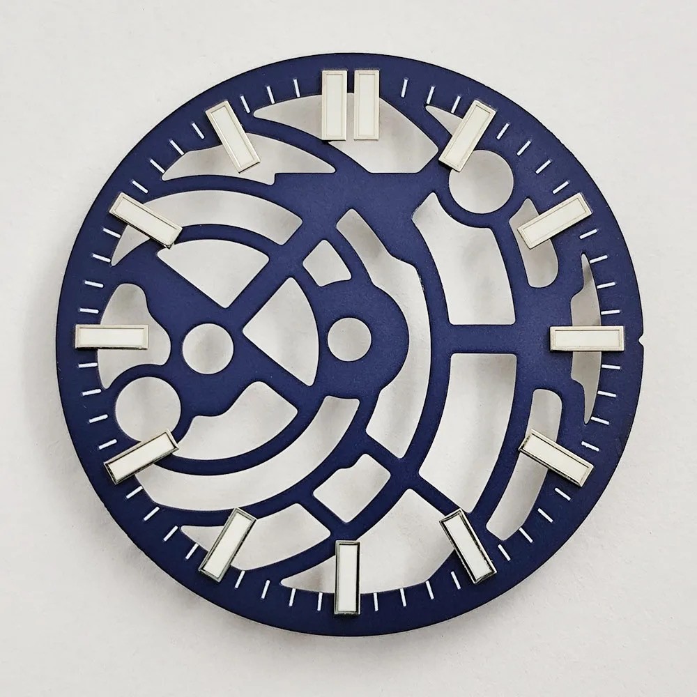 NH70 Watch Dial Skeleton Design Blue Luminous Hollow No Logo Mod Watch Parts