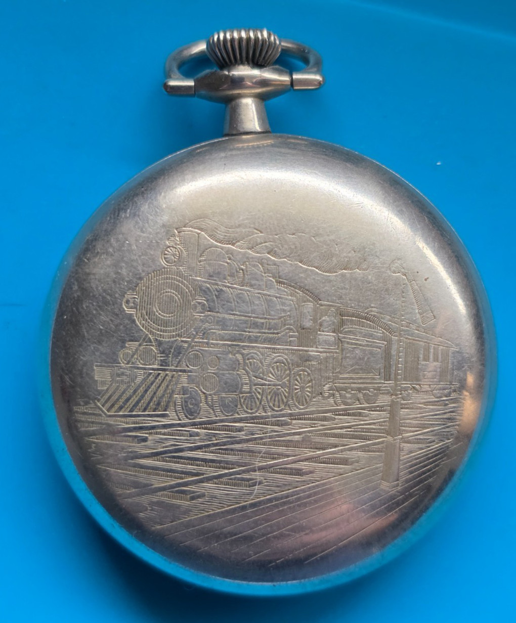 18 SIZE PHILADELPHIA LOCOMOTIVE PENDANT AND LEVER SET POCKET WATCH CASE
