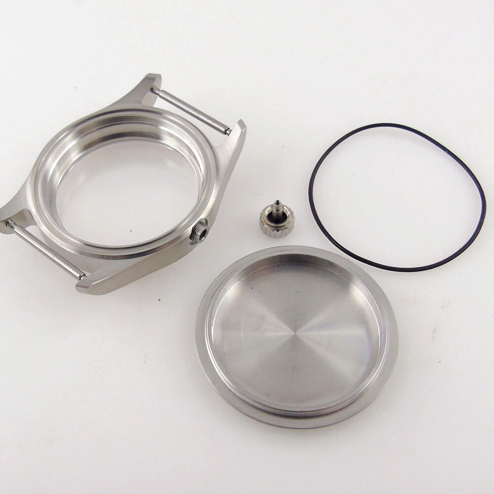 36mm Pilot Stainless Steel Sapphire Watch Case Fit NH35 NH36 ETA 2824 Glass Back