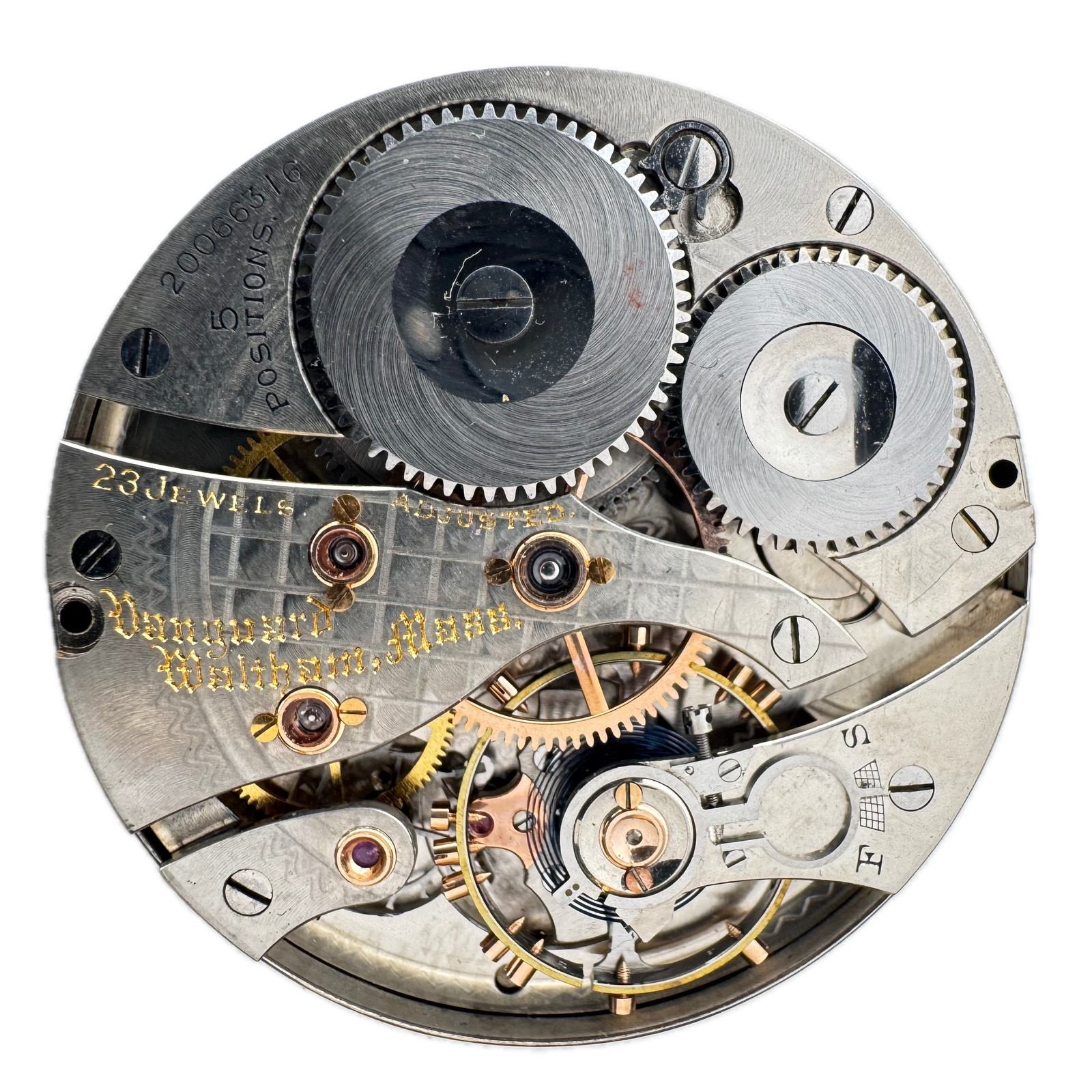 Antique 16s Waltham Montgomery Dial Railroad Pocket Watch Movement Vanguard USA