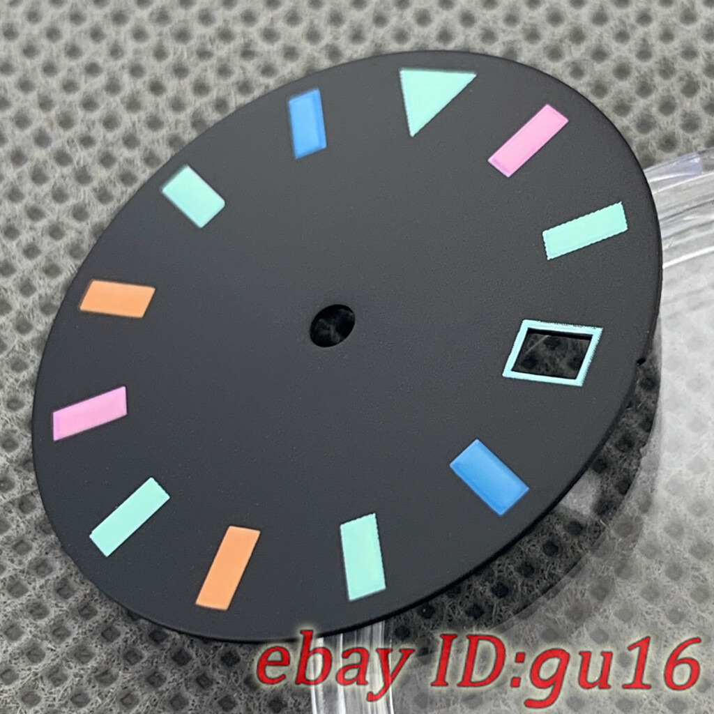 29mm Sterile Black Watch Dial Green Luminous Fit NH34 NH35 NH36 Movemen