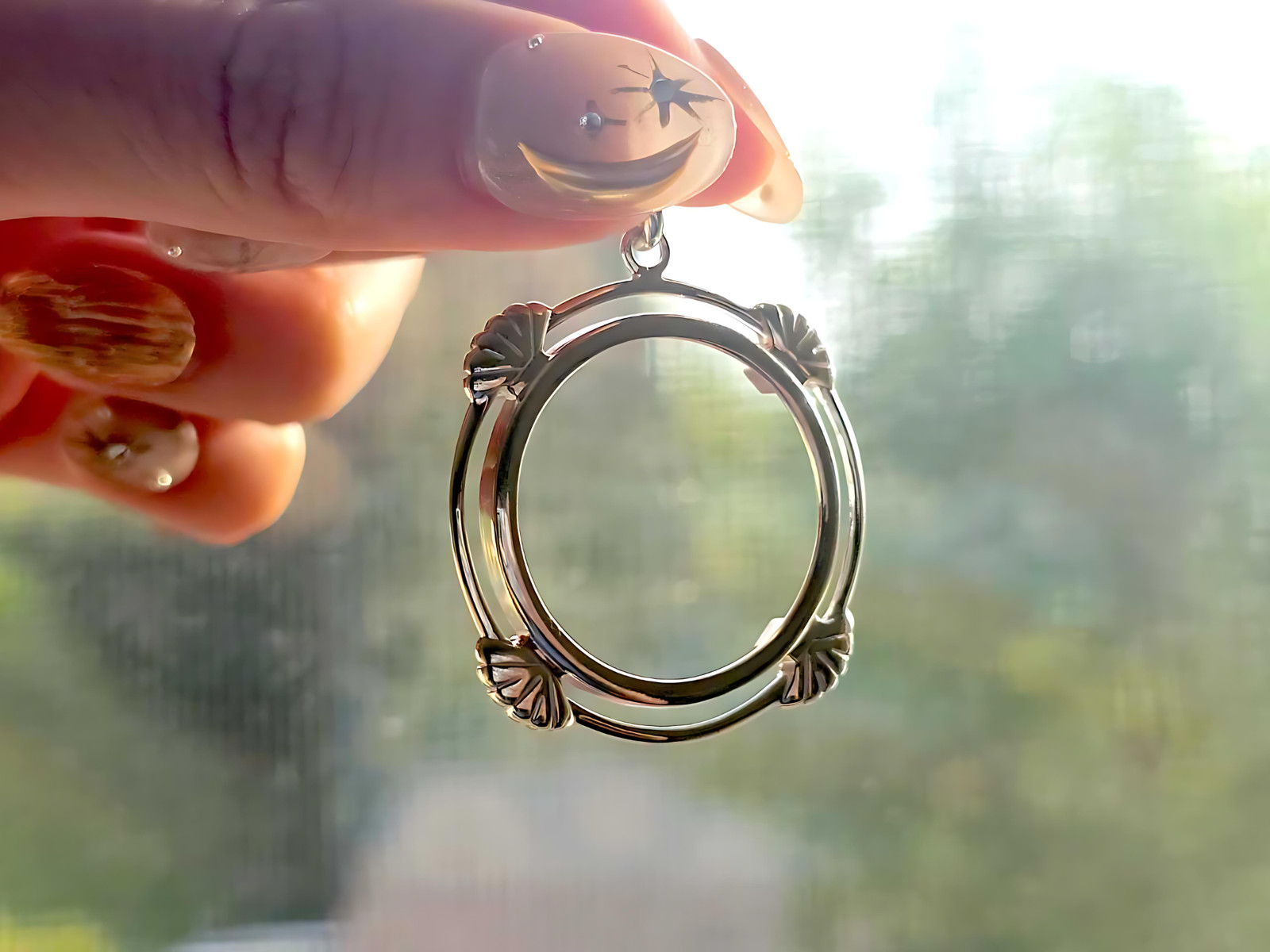 925 Sterling Silver Prong Back Clamshell Edge Bezel for 24mm Quarter 25Cent