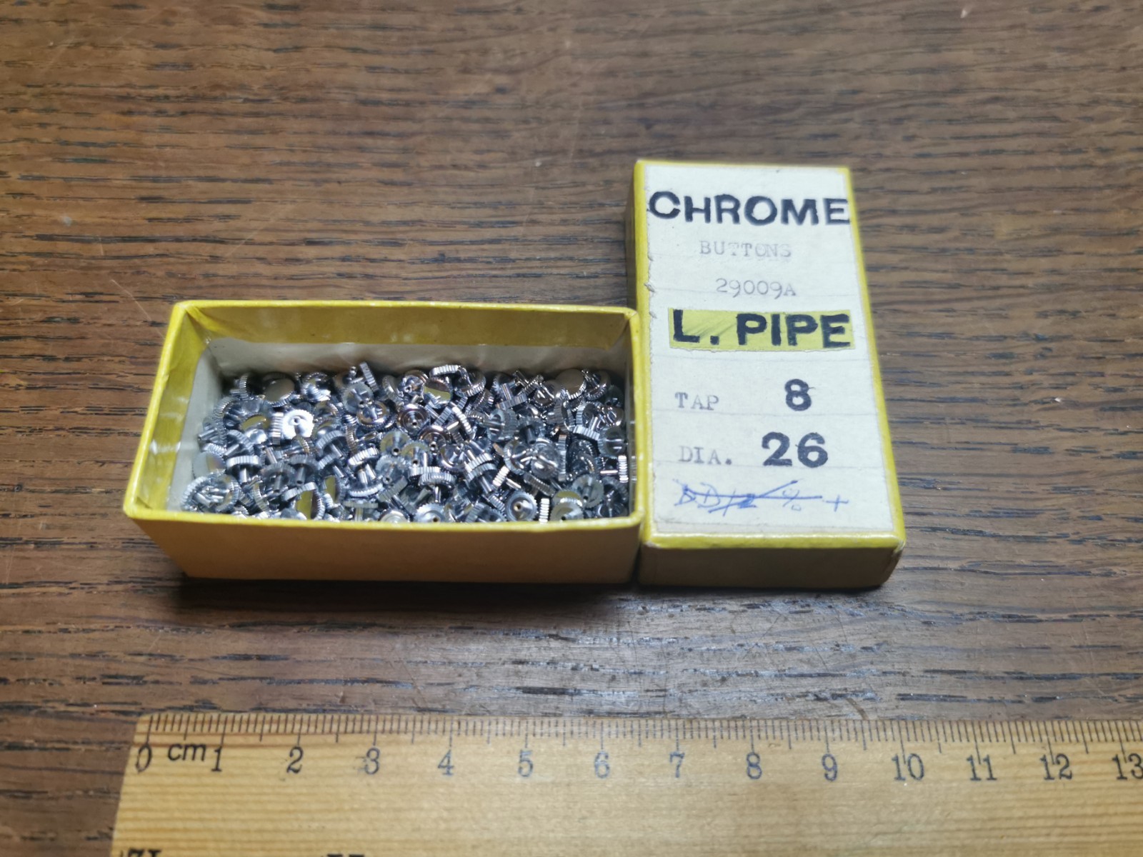 Watch crowns, Chrome Buttons, Long Pipe New Old Stock Parts, Tap 8 #R370