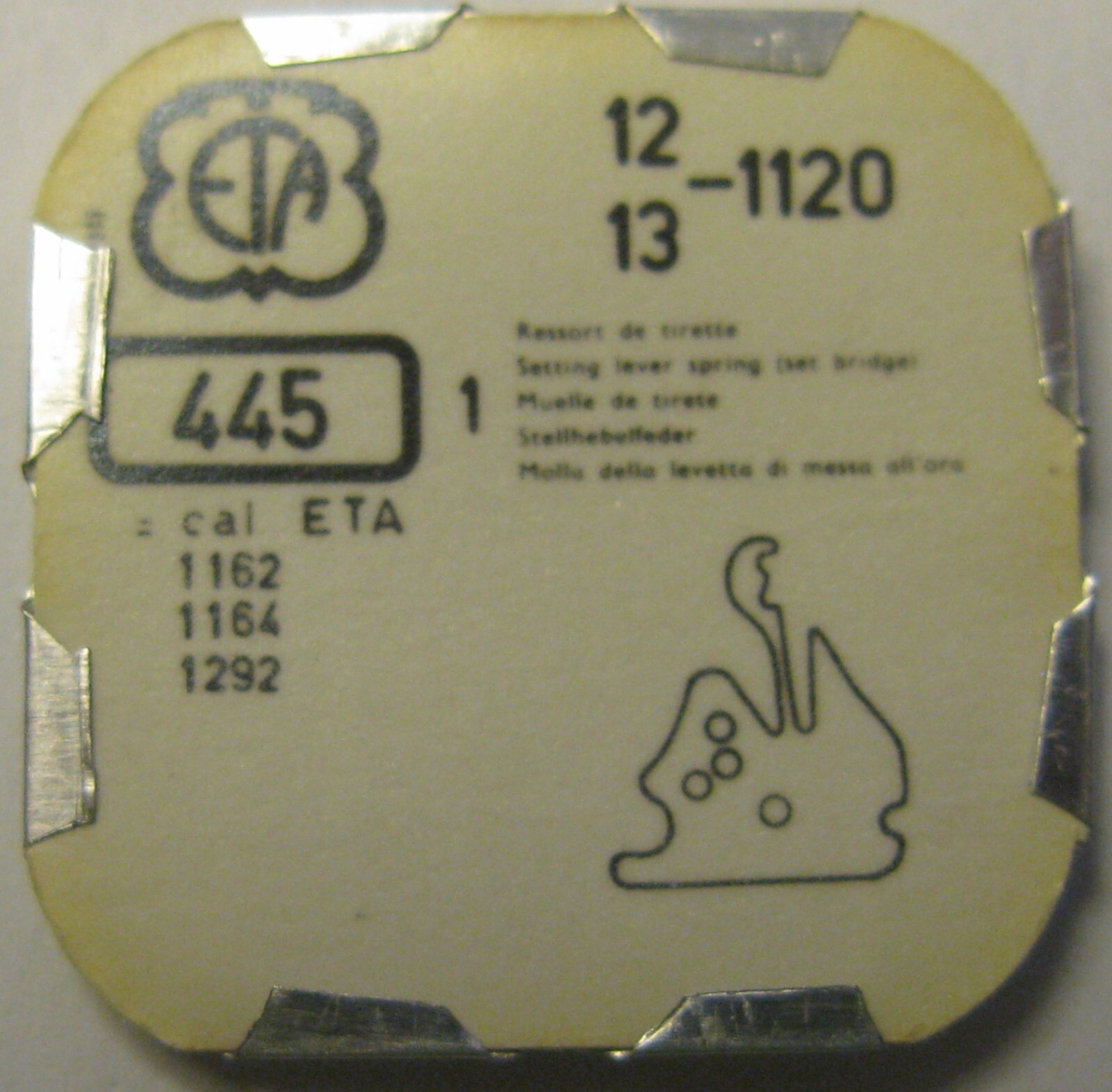 ETA 1120 1162 1164 1292 Eterna 1136 … watch movement part 445 setting spring