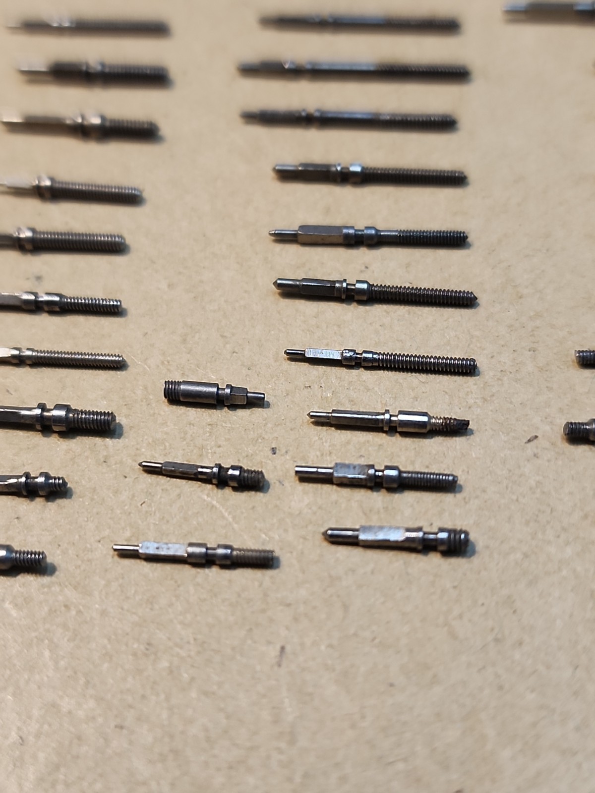 Lot Of 56 Mixed Wristwatch Winding/Setting Stems-Variety Of Types And Tap Sizes