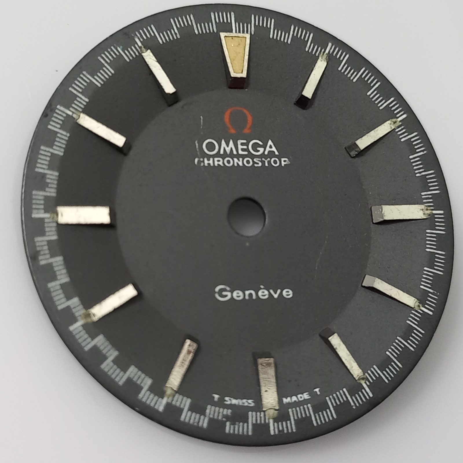 Original Vintage Omega Chronostop Genéve Dial – Grey Matte – Cal. 865 – Beyeler