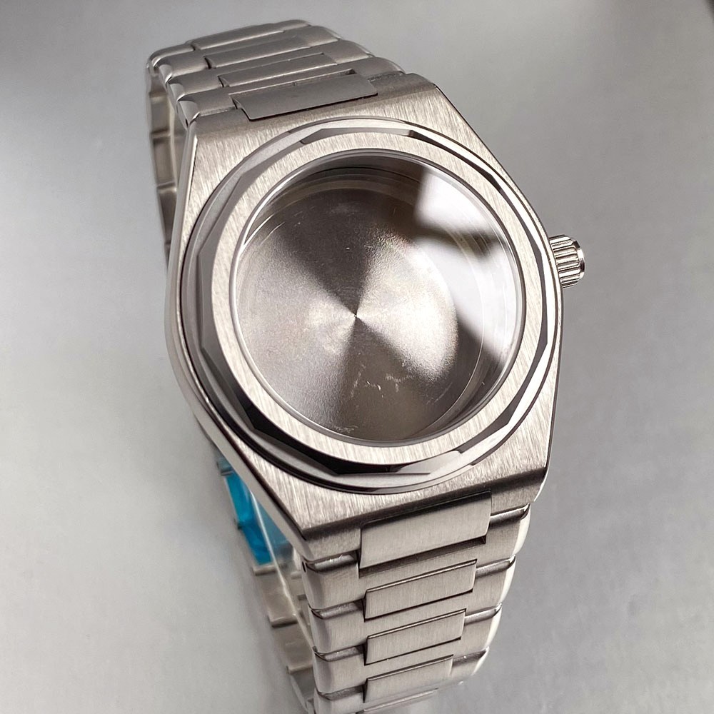 40mm Watch Case with Polygonal Bezel Sapphire Fit NH35 NH34 PT5000 For Ingenieur